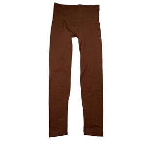 Brown Fleece Lined Leggings Womens L/XL Fall Winter Layering Baselayer